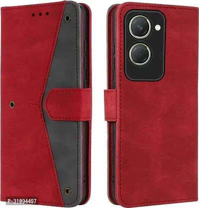 Flip Cover for i3 Vivo T3 Lite SA3 Red Back Cover-thumb0