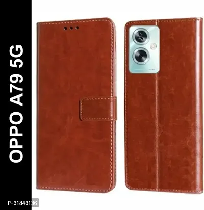 Gladly Flip Cover Compatible for OPPO A79 5G Back Cover Soft Silicon Tpu Flip Cover Cherry Brown