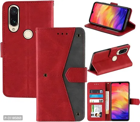 Flip Cover Compatible for Mi Note 7 back cover Mi Note 7 mobile cover Mi Note 7 Stylish cover Note 7 girls stylish cover Note 7 mobile back cover Note 7 flip cover Executive Red, Magnetic Closure-thumb0