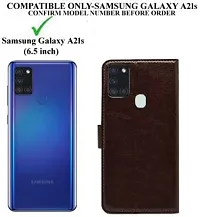 Gladly Flip Cover Compatible for Samsung Galaxy A21s Mobile Flip Cover With TPU Silicon Cover Brown-thumb1