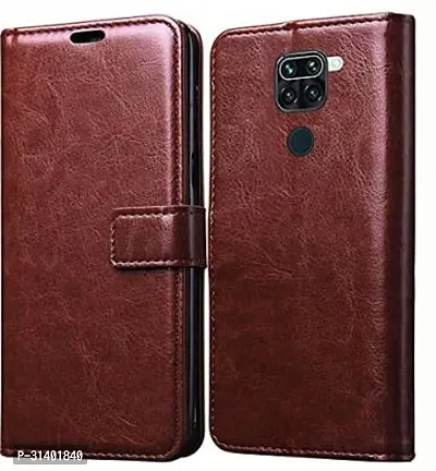 Flip Cover Compatible for Mi Redmi Note 9 Flip Cover Stylish Girls Cover Boys Designer Cover Brown-thumb0