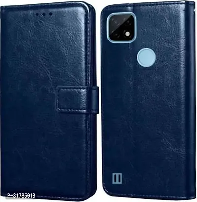 Flip Cover Compatible for Realme C21 Blue