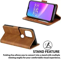 Stylish Flip Cover Compatible for Realme C25s Cover Executive Brown, Magnetic Closure-thumb2