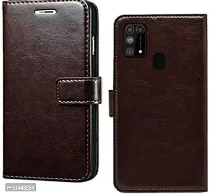 Gladly Flip Cover Compatible for Samsung Galaxy M31 Mobile Flip Cover With TPU Silicon Cover Brown-thumb0