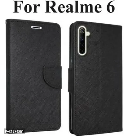 Gladly Flip Cover Compatible for Realme 6 Back Cover Soft Silicon Tpu Flip Cover Black