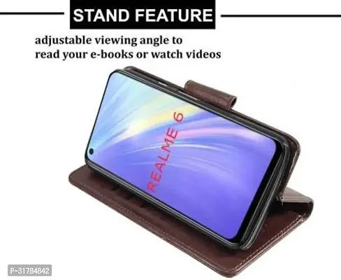 Gladly Flip Cover Compatible for Realme 6 Back Cover Soft Silicon Tpu Flip Cover Brown-thumb4