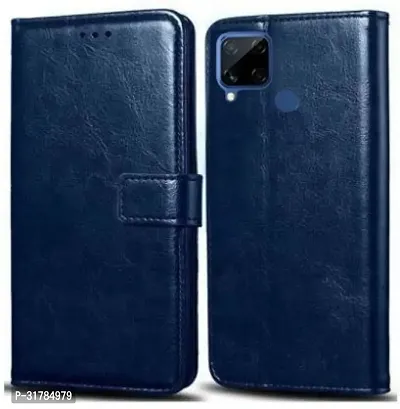 Flip Cover Compatible for Realme C15 Blue