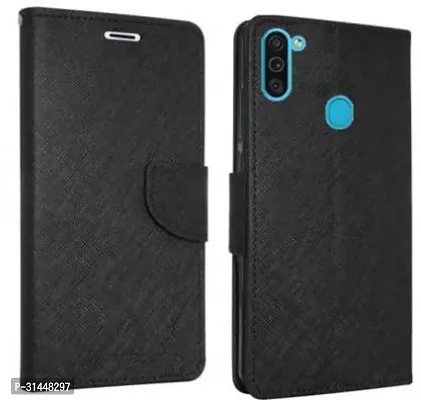 Gladly Flip Cover Compatible for Samsung Galaxy M11 Mobile Flip Cover With TPU Silicon Cover Black