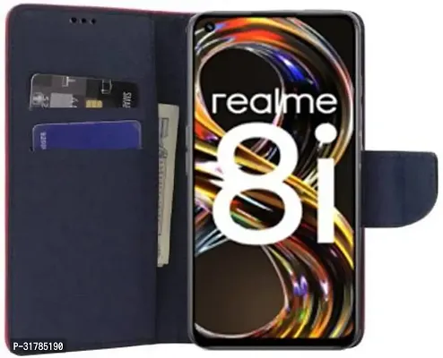 Gladly Flip Cover Compatible for Realme 8i Back Cover Soft Silicon Tpu Flip Cover Red-thumb4