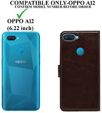 Gladly Flip Cover Compatible for  Oppo A12 Brown-thumb1