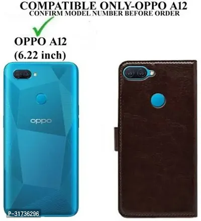 Gladly Flip Cover Compatible for  Oppo A12 Brown-thumb2