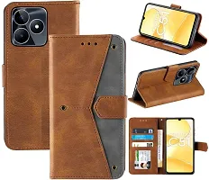 Stylish Flip Cover Compatible for Realme C51 Cover Executive Brown, Magnetic Closure-thumb3