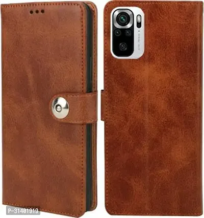 Flip Cover Compatible for Mi Redmi Note 10 Mobile Back Cover Mi  Redmi Note 10s Flip Cover Stylish Girls Cover Boys Designer Cover Brown-thumb0