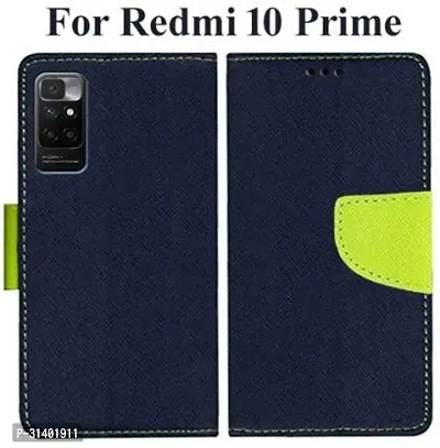 Flip Cover Compatible for Mi Redmi 10 Prime Flip Cover Stylish Girls Cover Boys Designer Cover Blue-thumb0