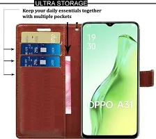 Gladly Flip Cover Compatible for  Oppo A31 Brown-thumb2