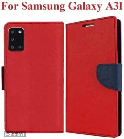 Gladly Flip Cover Compatible for Samsung Galaxy A31 Mobile Flip Cover With TPU Silicon Cover Red-thumb0