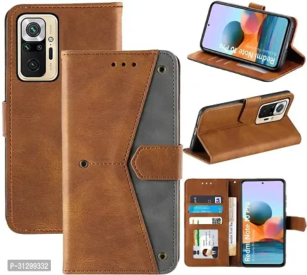 Flip Cover Compatible for Mi Redmi Note 10 Pro Flip Cover Redmi Note 10 Pro Back cover Mi Redmi Note 10 Pro Max Flip Cover Redmi Note 10 Pro mobile back cover Xiaomi Redmi Note 10 Pro Flip Cover Executive Brown, Magnetic Closure-thumb0