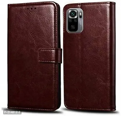 Flip Cover Compatible for Mi Redmi Note 10 Mobile Back Cover Mi  Redmi Note 10s Flip Cover Stylish Girls Cover Boys Designer Cover Brown-thumb0