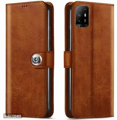 Gladly Flip Cover Compatible for  Oppo F19 Pro Plus Brown