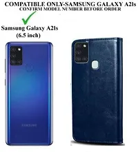 Gladly Flip Cover Compatible for Samsung Galaxy A21s Mobile Flip Cover With TPU Silicon Cover Blue-thumb1