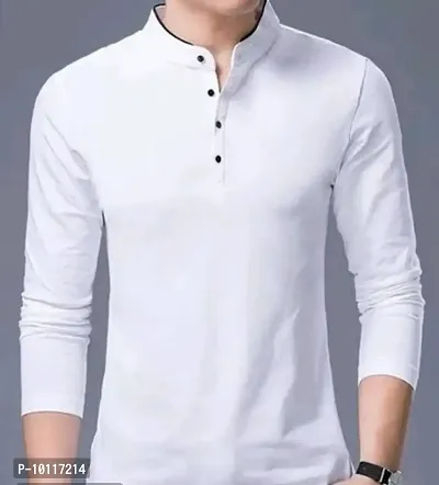 Mandarin Full Sleeve Plain T-Shirt-thumb0