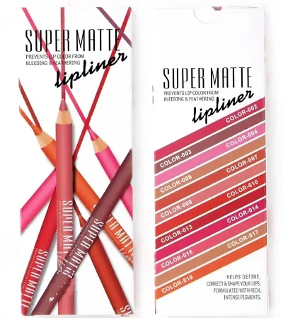 Waterproof Professional Multicolored Matte Super Matte Lip Liner Pencil - (Set of 12)