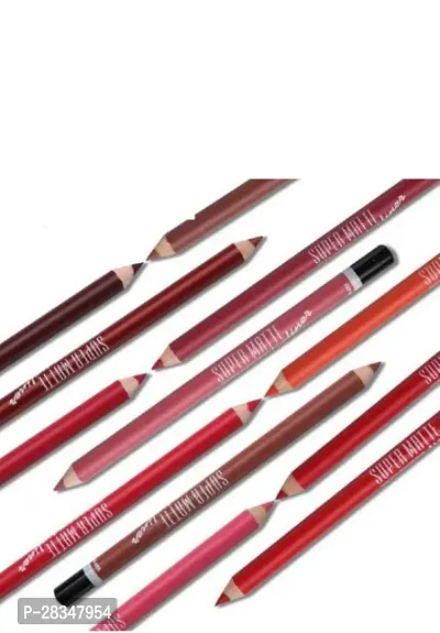 Waterproof Professional Multicolored Matte Super Matte Lip Liner Pencil - (Set of 12)-thumb3