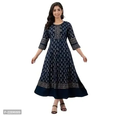 Shree Shyam Women/Girls Rayon Embroidered, Printed Long Gown-thumb0