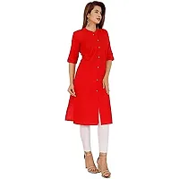 Shree Shyam Womens Red Rayon Ethnic Solid Color Kurti-thumb2