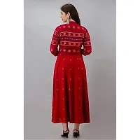 Shree Shyam Export Women's Foil Print Red Anarkali Gown with Jacket-thumb3