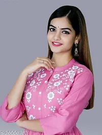 Shree Shyam Export Women's Rayon Printed Pink Long Gown/Kurta-thumb2