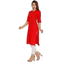 Shree Shyam Womens Red Rayon Ethnic Solid Color Kurti-thumb3