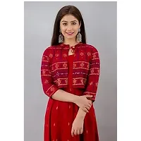 Shree Shyam Export Women's Foil Print Red Anarkali Gown with Jacket-thumb2