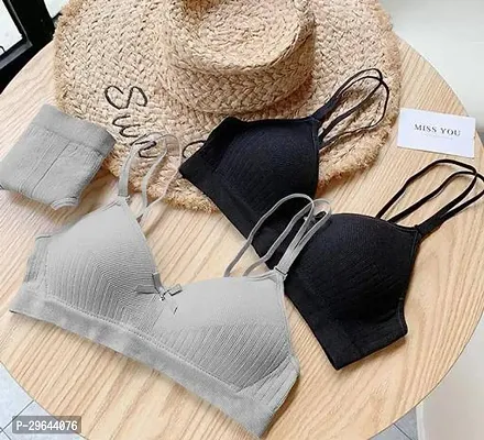 Stylish Polycotton Solid Bras For Women- Pack Of 2-thumb0