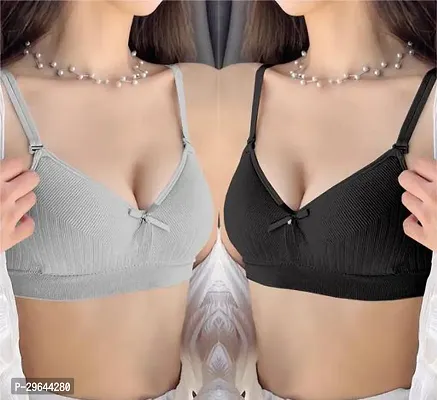 Stylish Net Solid Bras For Women- Pack Of 2