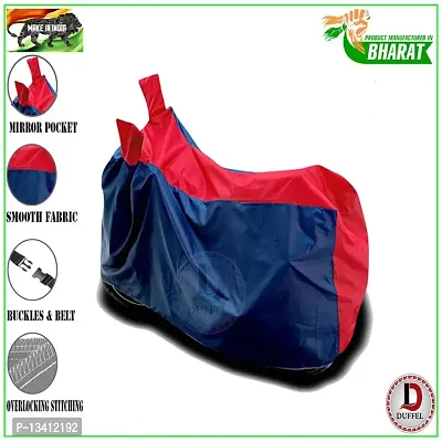 DUFFEL?- Two Wheeler Bike/Scooty Cover Compatible for Hero Pleasure 110 BS6 Water Resistance Dustproof UV Protection Indor Outdor Parking with All Varients Full Body (Nevy and Red Color)-thumb3