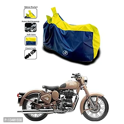 DUFFEL?-Two Wheeler Body Cover Used for Royal Enfi Bullet 350 Cover Dust Proof/UV Protection/ Indoor/Outdoor and Parking (Yellow Color)-thumb0