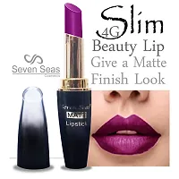 Seven Seas Cosmetics Makeup 4g Matte Lipstick Non Transfer Kiss proff Combo Set of 2 Color (violet l pink)-thumb3