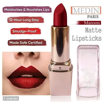 Medin Paris my look matte lipstick cosmetics makeup combo set of 6 color (brown baby pink maroon skin brown d orange voilet)-thumb4