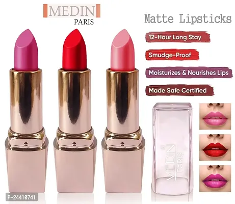 Medin Paris Girls Special Transfer Proof My Look matte Lipstick set 3 (red baby pink Purple)-thumb2