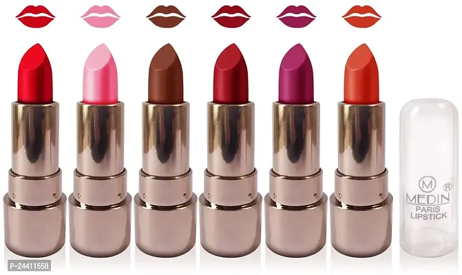 Medin Paris copper Body matte lipstick cosmetics makeup combo set of 6 color (red baby pink brown maroon voilet orange)