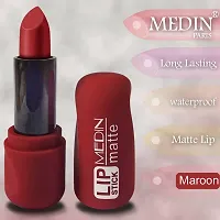 Medin Paris super matte lipstick cosmetics makeup combo set of 1 (L Maroon)-thumb1