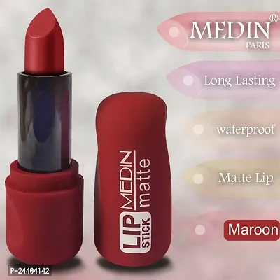 Medin Paris super matte lipstick cosmetics makeup combo set of 1 (L Maroon)-thumb2