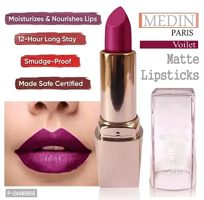 Medin Paris my look matte lipsticks cosmetics makeup combo set of 4 (voilet maroon brown red)-thumb2