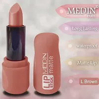 Medin Paris super matte lipstick cosmetics makeup combo set of 3 color (hot chocolate l brown purple)-thumb3