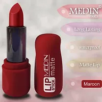 Medin Paris super matte lipstick cosmetics makeup combo set of 1 (Maroon)-thumb3