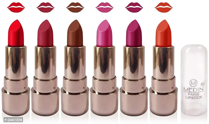 Medin Paris copper Body matte lipstick cosmetics makeup combo set of 6 color (red brown voilet magenta purple orange)-thumb0