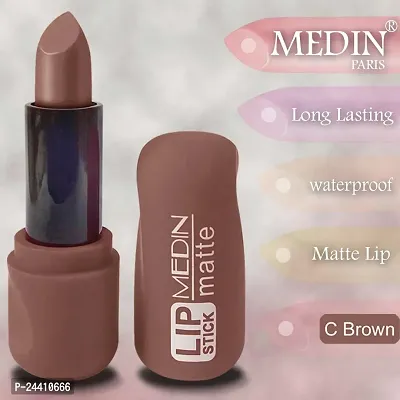 Medin Paris super matte lipstick cosmetics makeup combo set of 3 color (coffice brown hot chocolate maroon)-thumb5