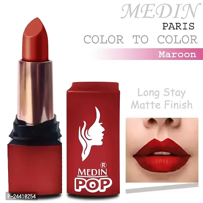 MEDIN Paris pop color to color primer+matte lipsticks cosmetics set of 1 (Maroon)-thumb2