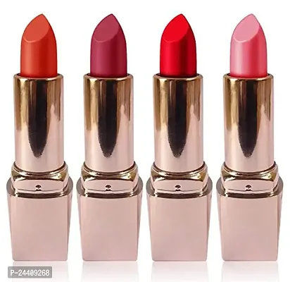 Medin Paris my look matte lipsticks cosmetics makeup combo set of 4 (red baby pink purple magenta)